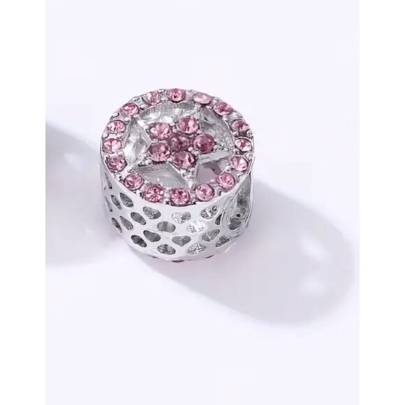 x1 Pink Crystal Star Zinc Allow Charm/Bead DIY Jewelry Making New - Picture 2 of 3